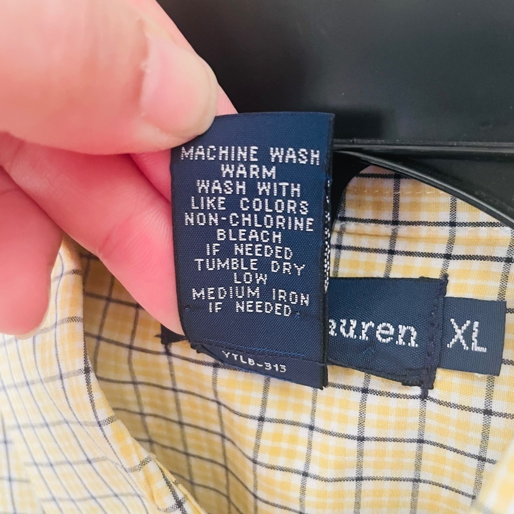 Ralph Lauren boys short sleeve cotton plaid button shirt XL yellow blue Easter - Picture 8 of 8